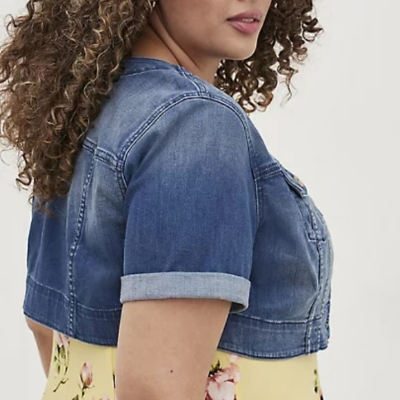 🆕️ 3X DENIM CROPPED JACKET - MEDIUM WASH -SHORT SLEEVES - Picture 4 of 5